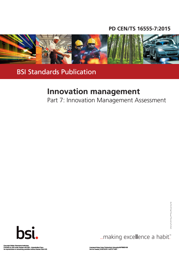 CEN/TS 16555-7, Innovation management — Part 7: Innovation management assessment