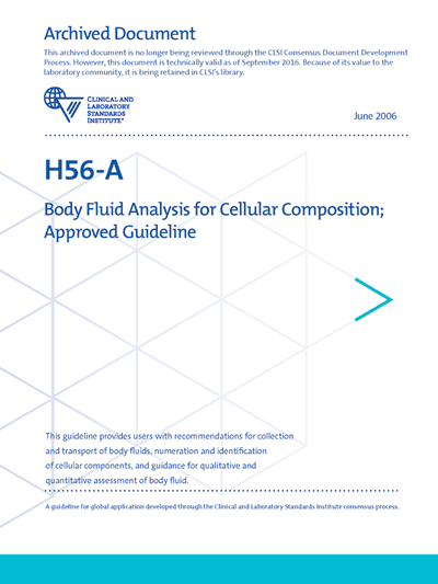 دانلود استاندارد CLSI H56 Body Fluid Analysis for Cellular Composition 1st Edition