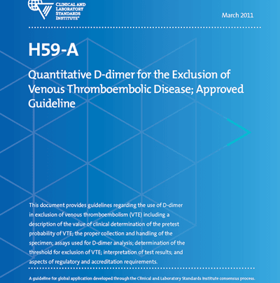خرید استاندارد CLSI H59 دانلود استاندارد Quantitative D-dimer for the Exclusion of Venous Thromboembolic Disease, 1st Edition