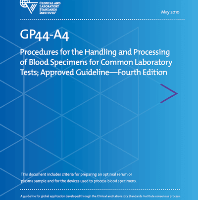 خرید استاندارد CLSI GP44-A4 دانلود استاندارد Procedures for the Handling and Processing of Blood Specimens for Common Laboratory Tests, 4th Edition