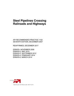 خرید استاندارد API RP 1102 دانلود استاندارد API RP 1102 دانلود استاندارد Steel Pipelines Crossing Railroads and Highways