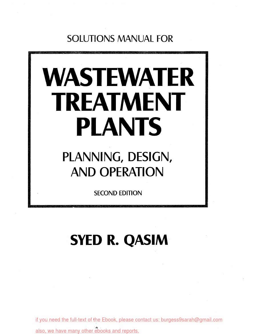 دانلود حل المسائل Wastewater Treatment Plants