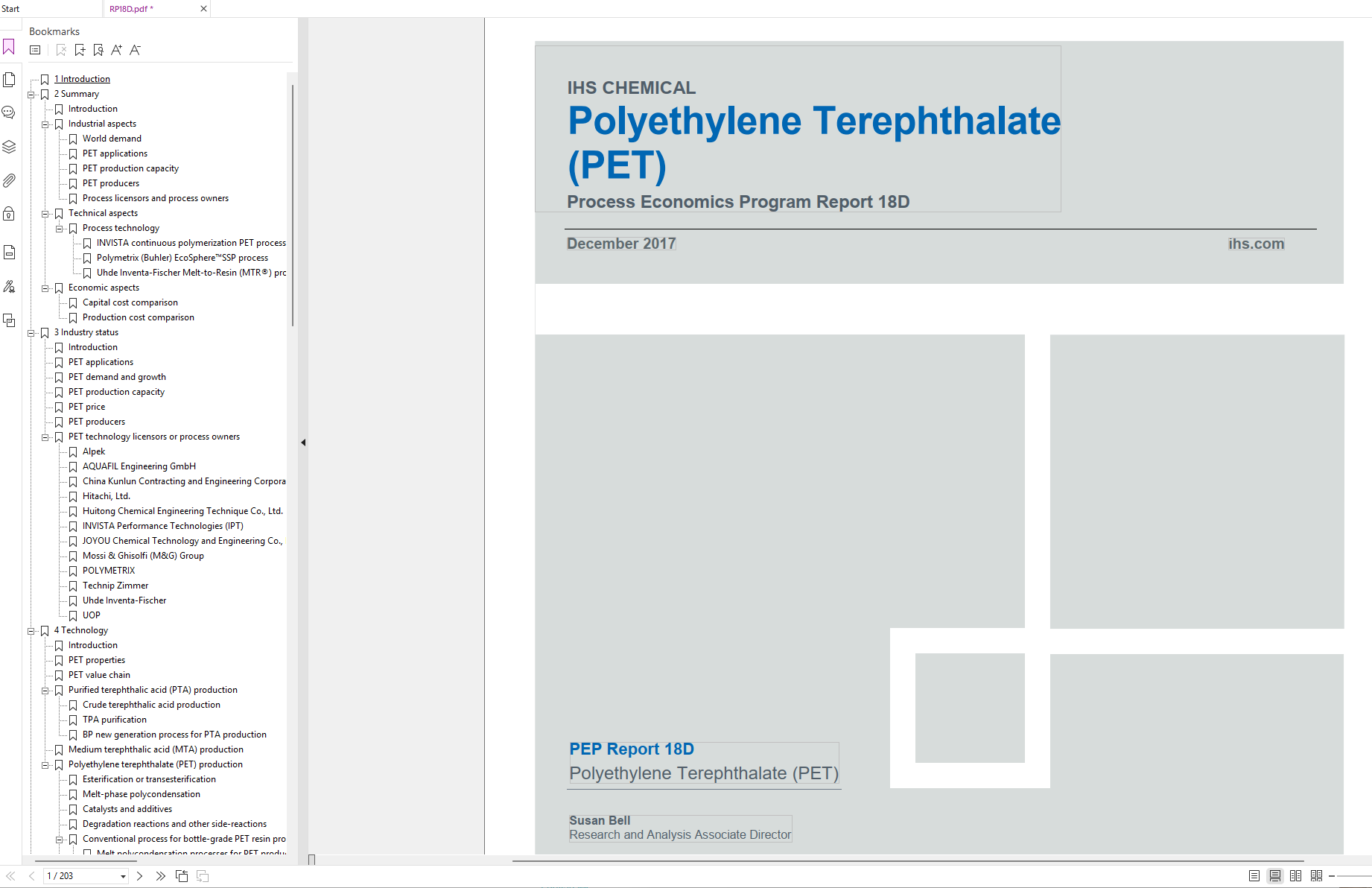 دانلود گزارش IHS PEP Report : Polyethylene Terephthalate PEP 18D